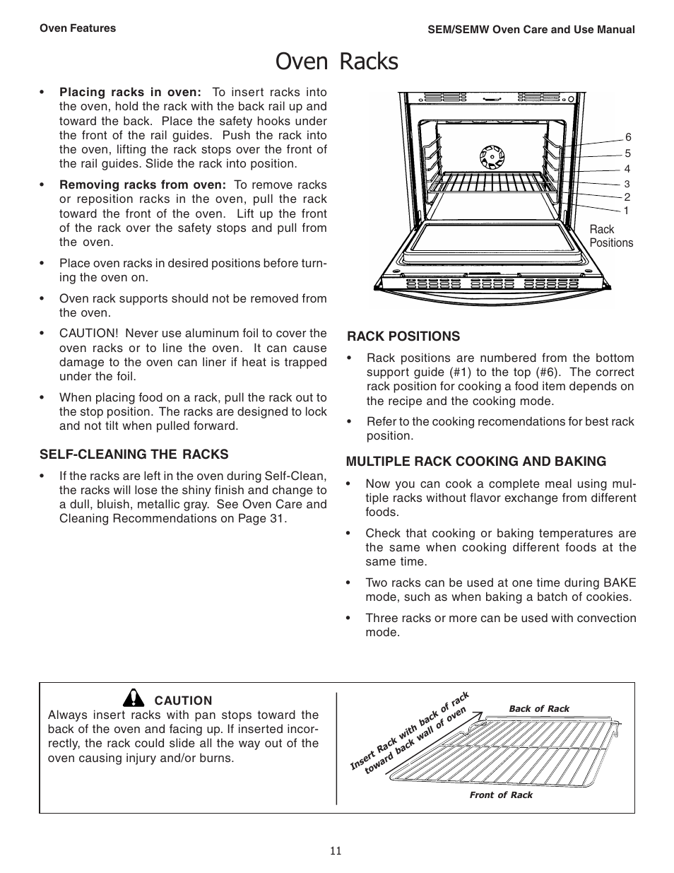 Oven racks | Thermador SEMW272 User Manual | Page 13 / 128