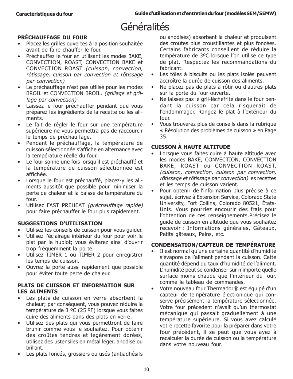 Généralités | Thermador SEMW272 User Manual | Page 54 / 128