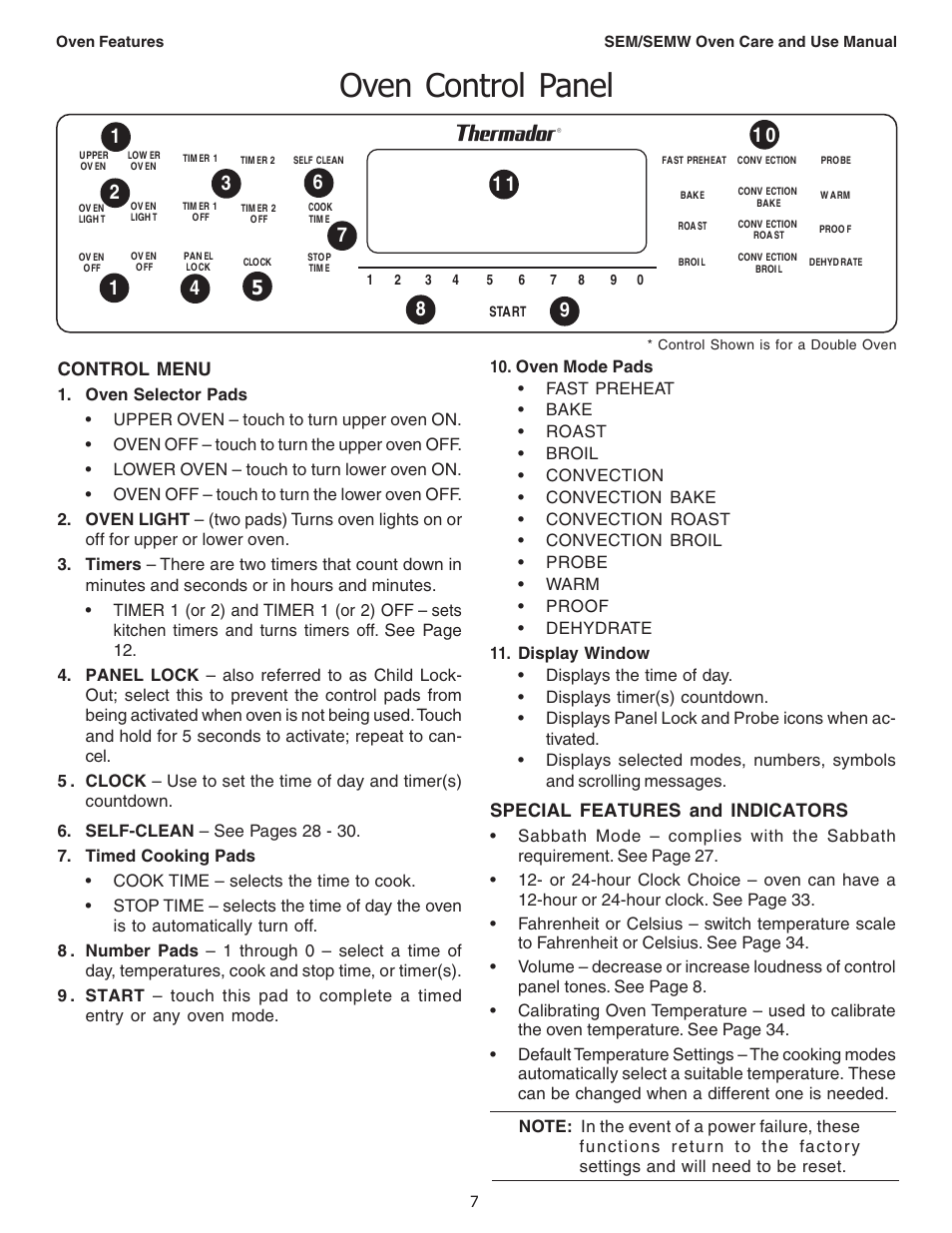 Oven control panel | Thermador SEMW272 User Manual | Page 9 / 128
