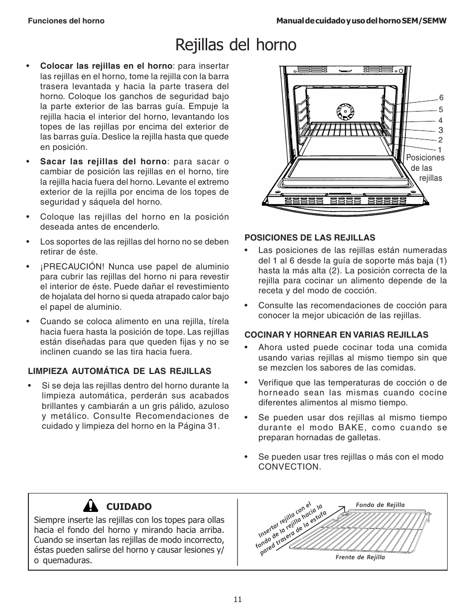 Rejillas del horno | Thermador SEMW272 User Manual | Page 97 / 128