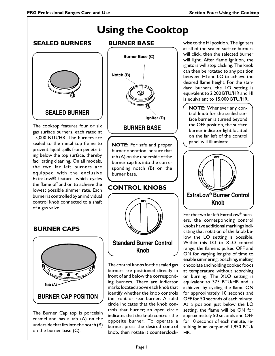 Using the cooktop | Thermador PRG364GL User Manual | Page 13 / 40