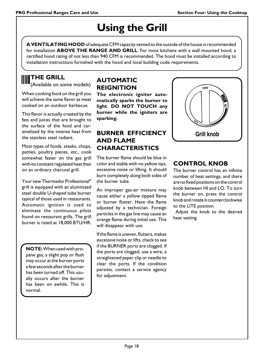 Using the grill | Thermador PRG364GL User Manual | Page 20 / 40