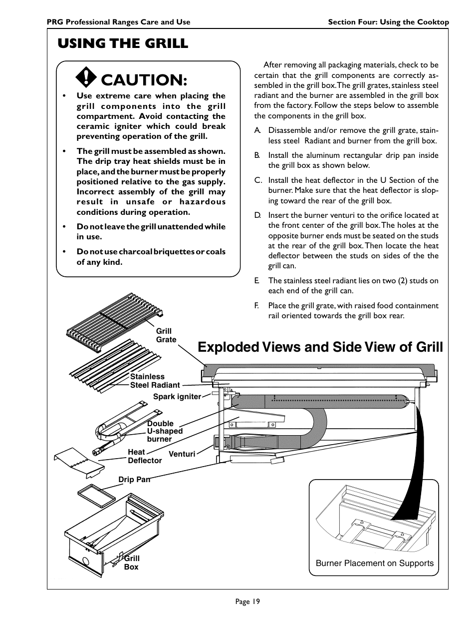 Caution | Thermador PRG364GL User Manual | Page 21 / 40