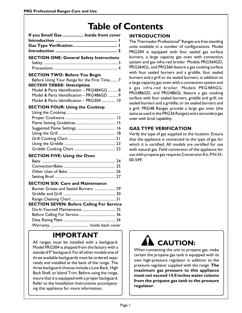Thermador PRG364GL User Manual | Page 3 / 40