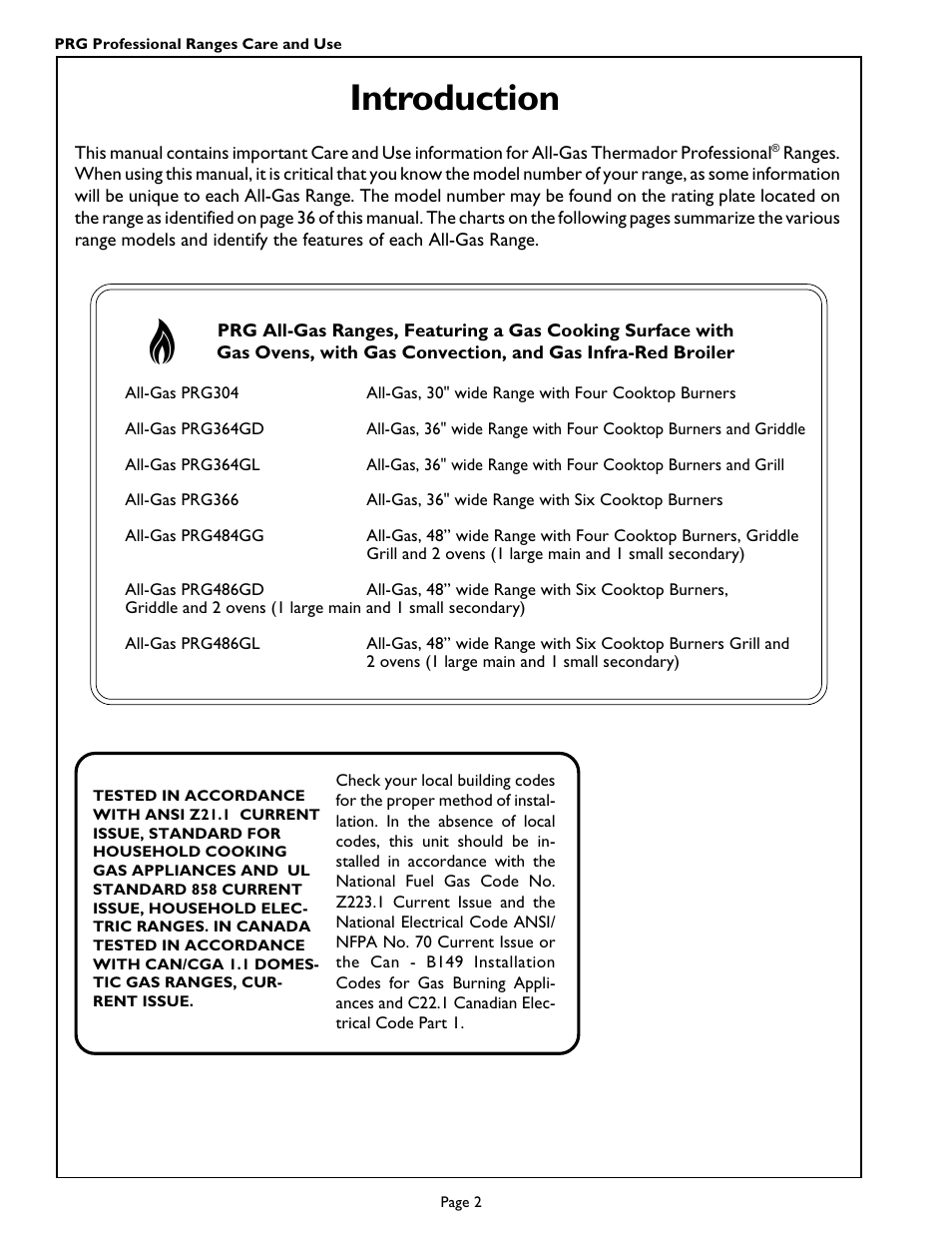 Introduction | Thermador PRG364GL User Manual | Page 4 / 40