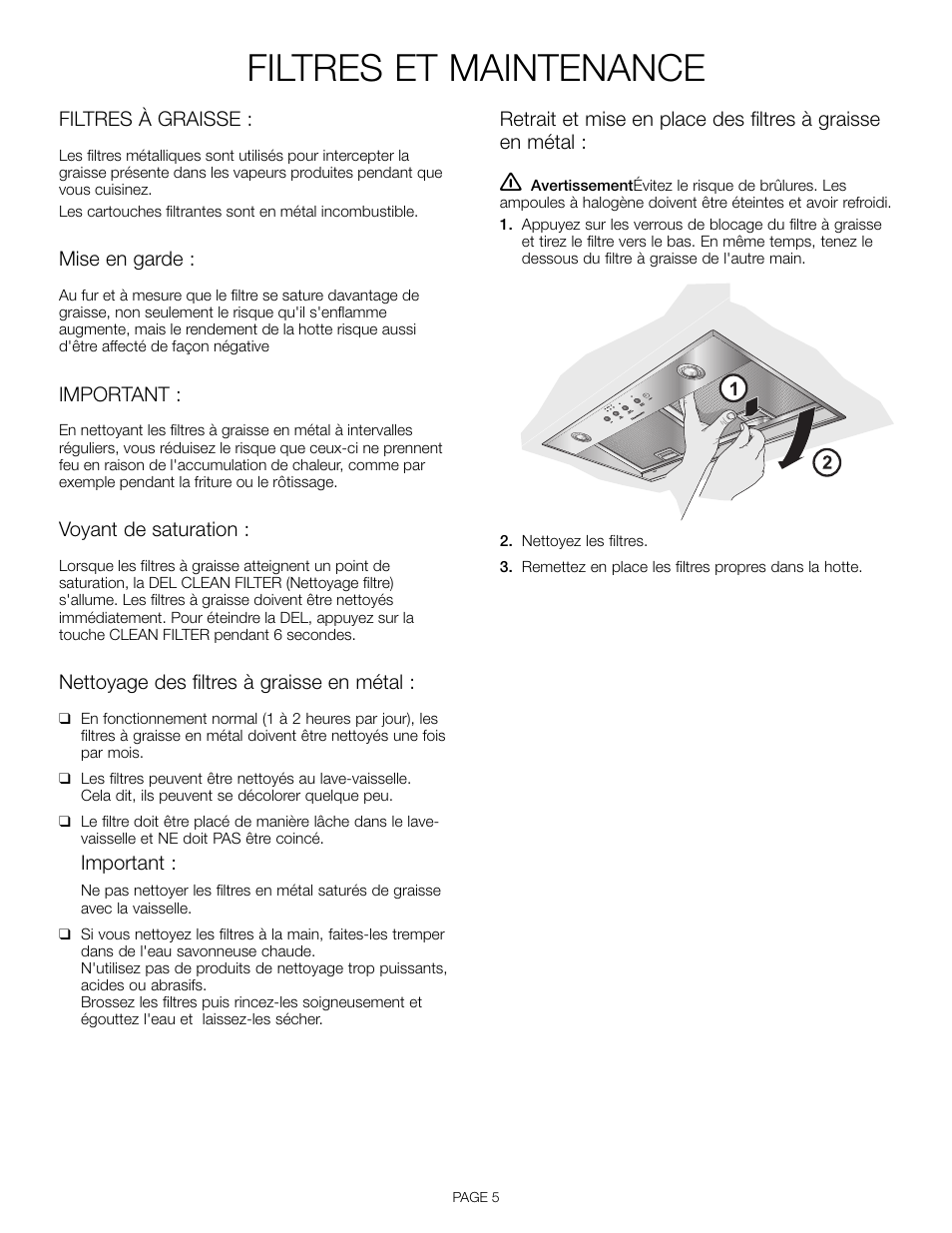 Filtres et maintenance | Thermador VCI 236 User Manual | Page 15 / 28