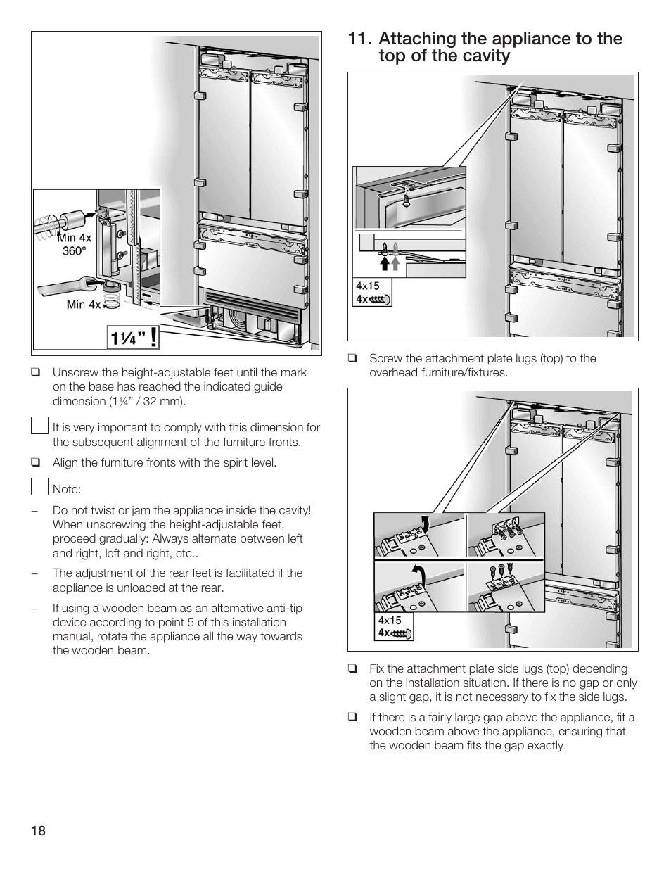 Attaching the appliance to the top of the cavity | Thermador 9000189697 User Manual | Page 18 / 93