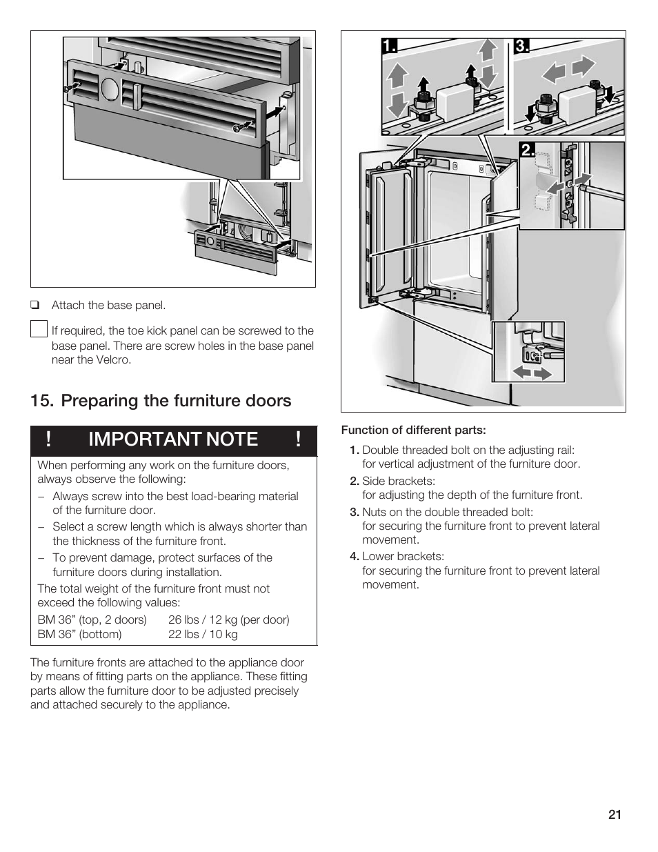 Preparing the furniture doors | Thermador 9000189697 User Manual | Page 21 / 93