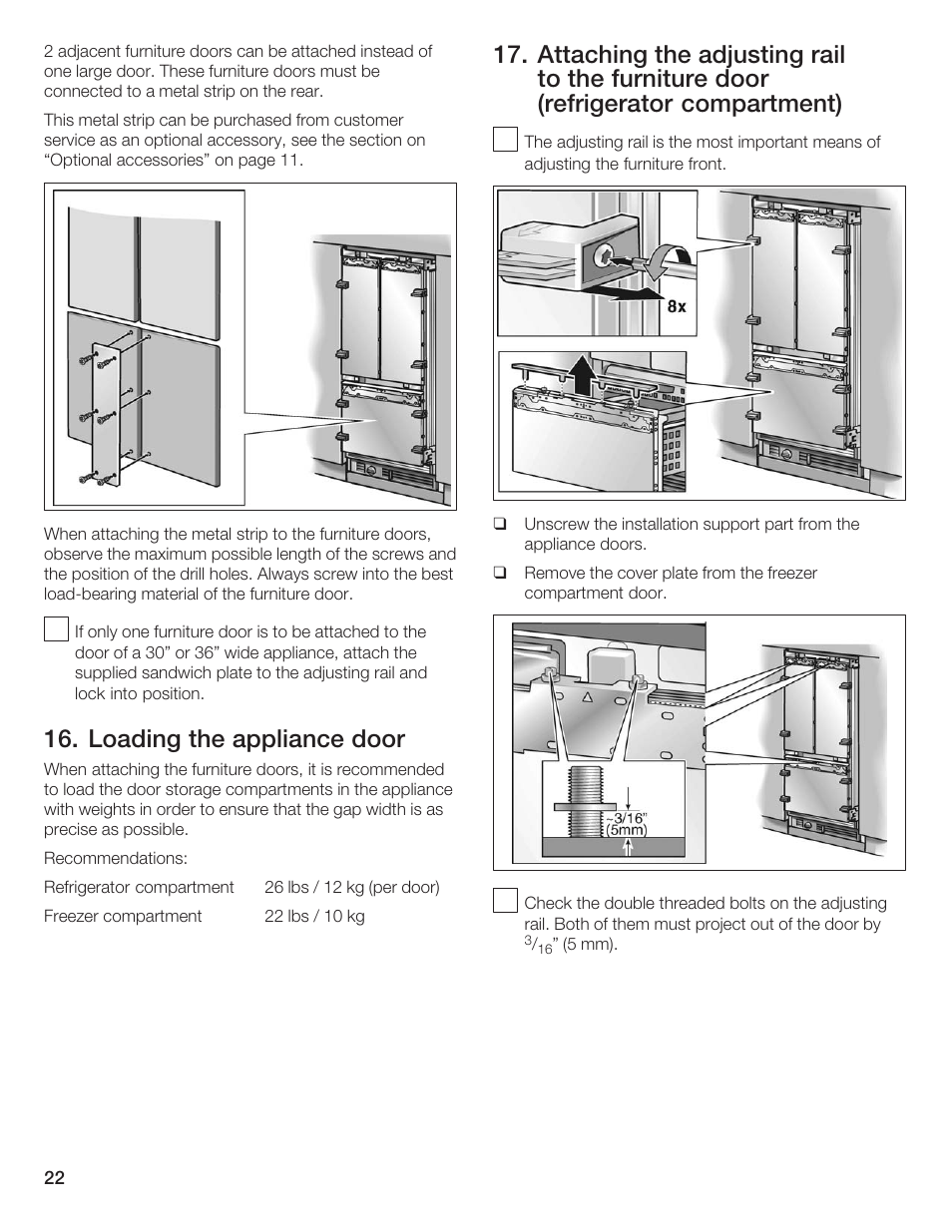 Loading the appliance door | Thermador 9000189697 User Manual | Page 22 / 93