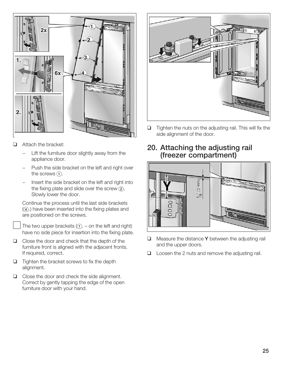 Attaching the adjusting rail (freezer compartment) | Thermador 9000189697 User Manual | Page 25 / 93