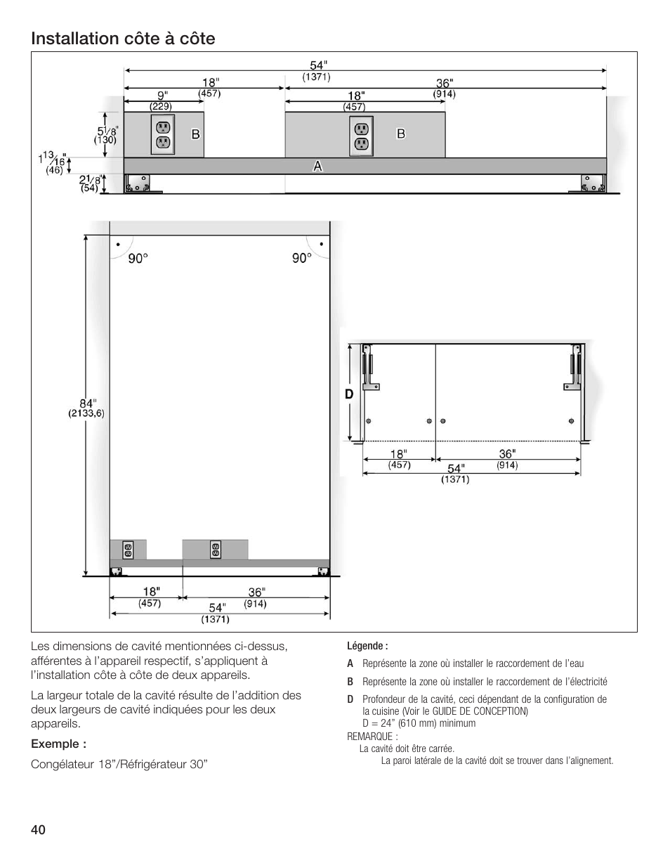 Installation côte à côte | Thermador 9000189697 User Manual | Page 40 / 93