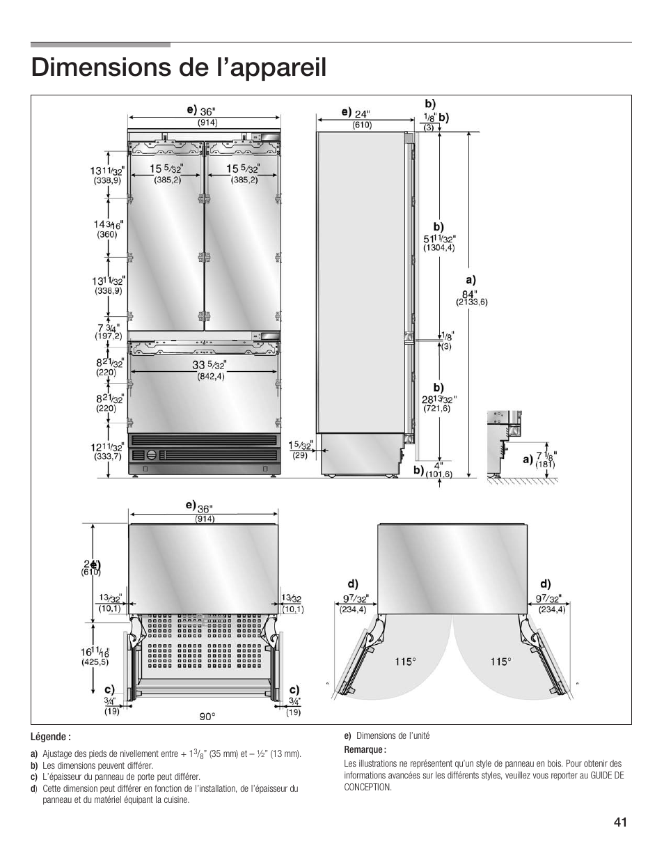 Dimensions de l'appareil | Thermador 9000189697 User Manual | Page 41 / 93