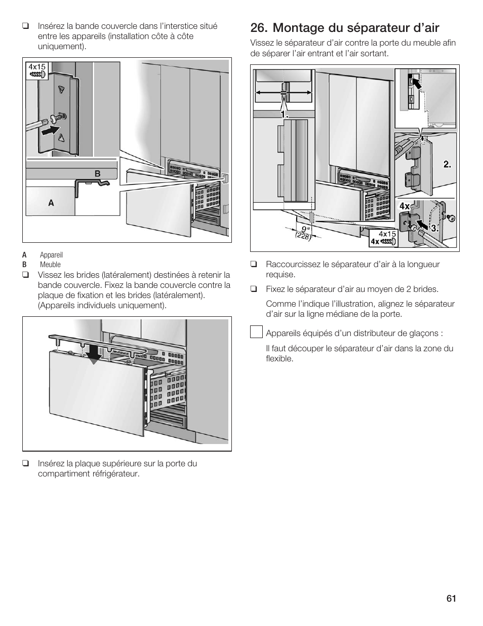 Montage du séparateur d'air | Thermador 9000189697 User Manual | Page 61 / 93