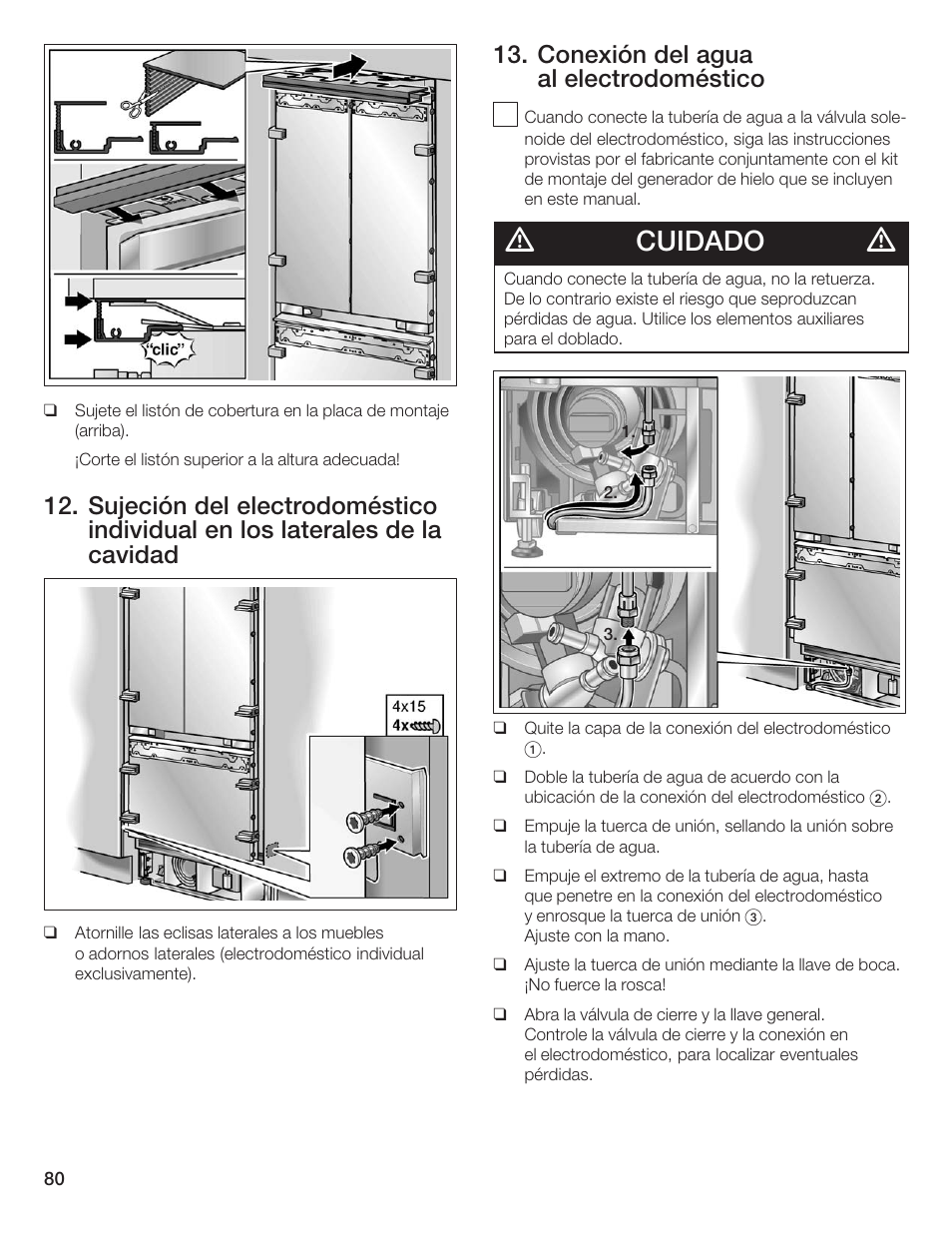 Cuidado, Conexión del agua al electrodoméstico | Thermador 9000189697 User Manual | Page 80 / 93