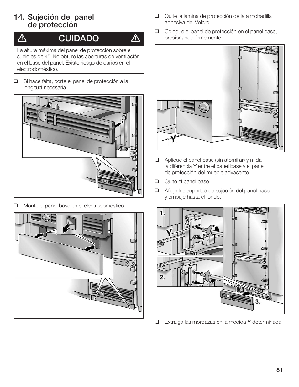 Cuidado, Sujeción del panel de protección | Thermador 9000189697 User Manual | Page 81 / 93