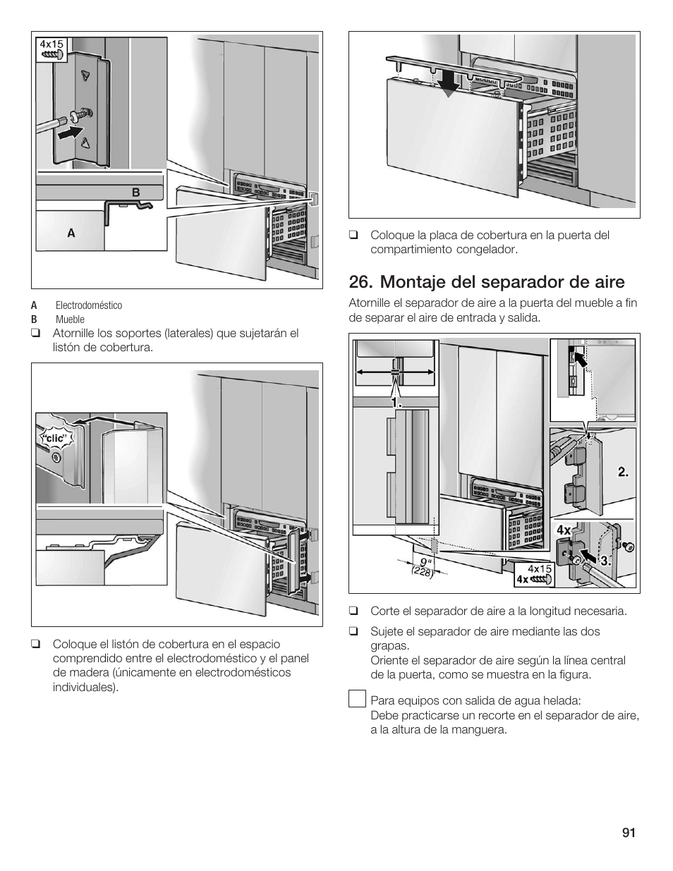 Montaje del separador de aire | Thermador 9000189697 User Manual | Page 91 / 93