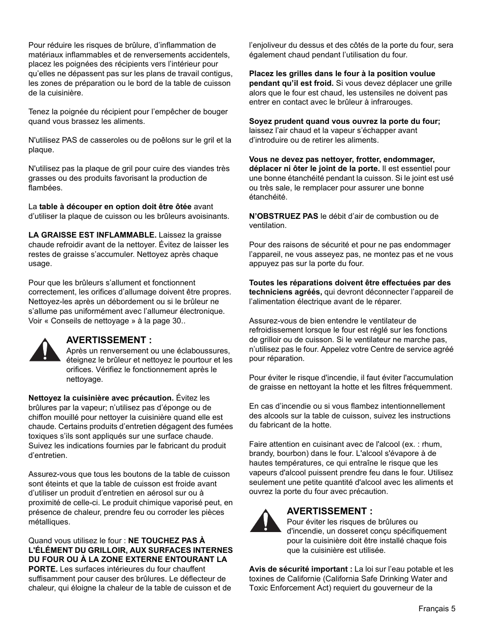 Avertissement | Thermador PRO-HARMONY PRL30 User Manual | Page 43 / 116