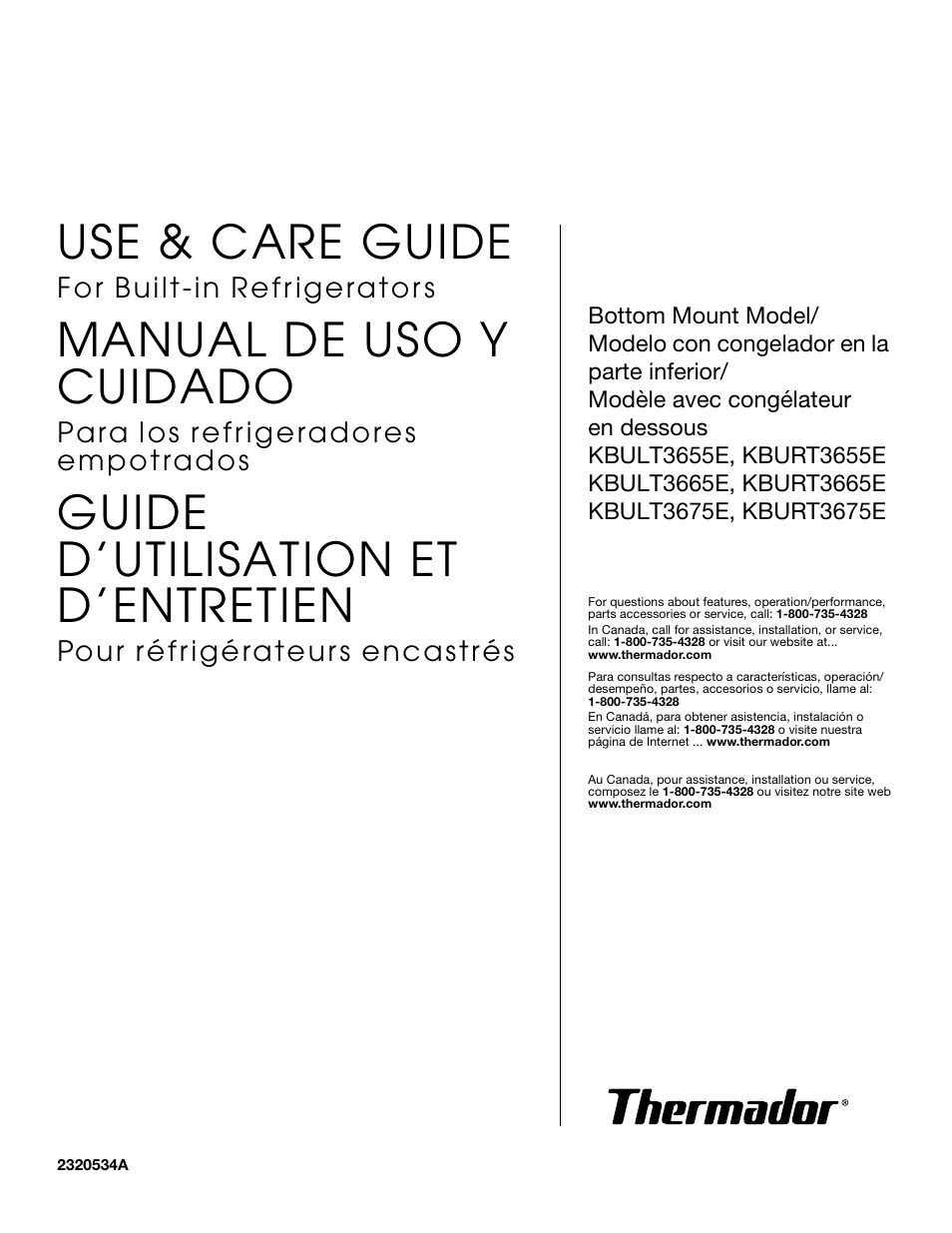 Thermador KBURT3665E User Manual | 48 pages