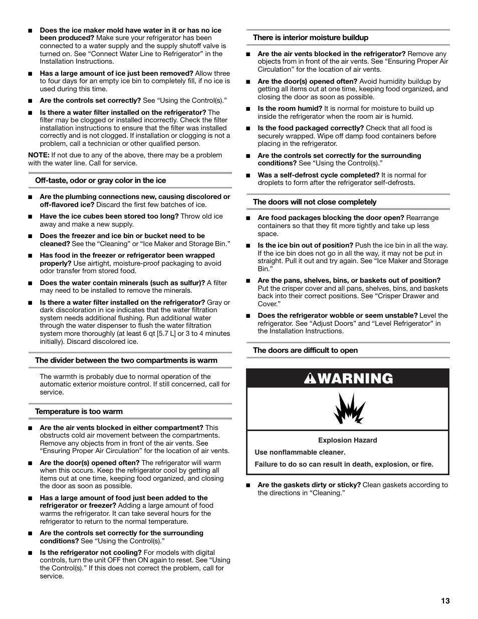 Warning | Thermador KBURT3665E User Manual | Page 13 / 48