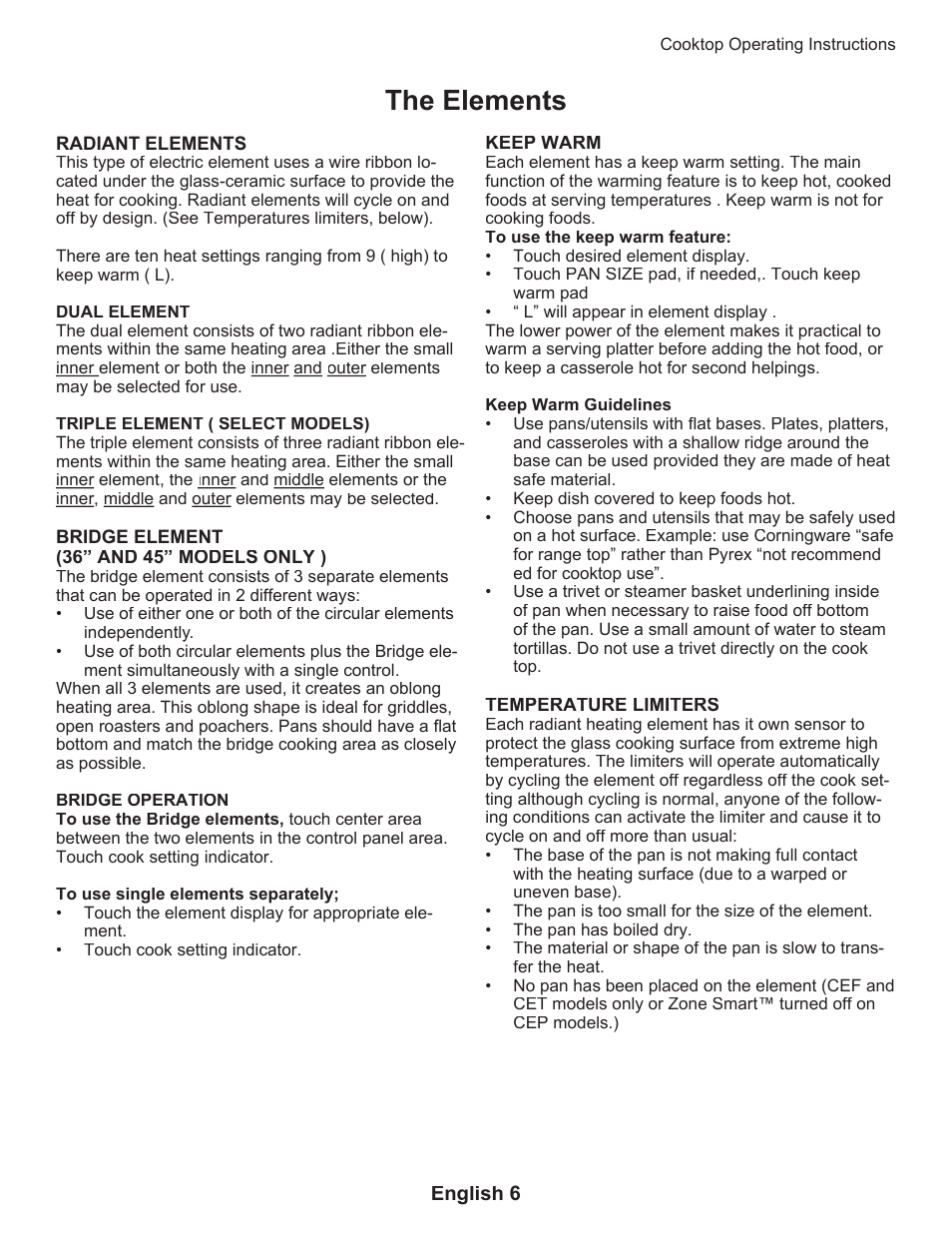 The elements | Thermador CEP User Manual | Page 10 / 56