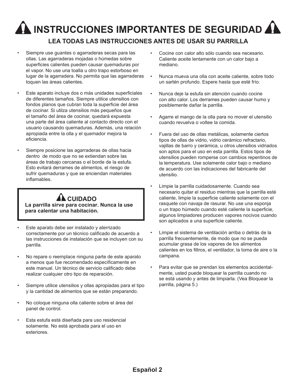 Instrucciones importantes de seguridad, Español 2 | Thermador CEP User Manual | Page 42 / 56