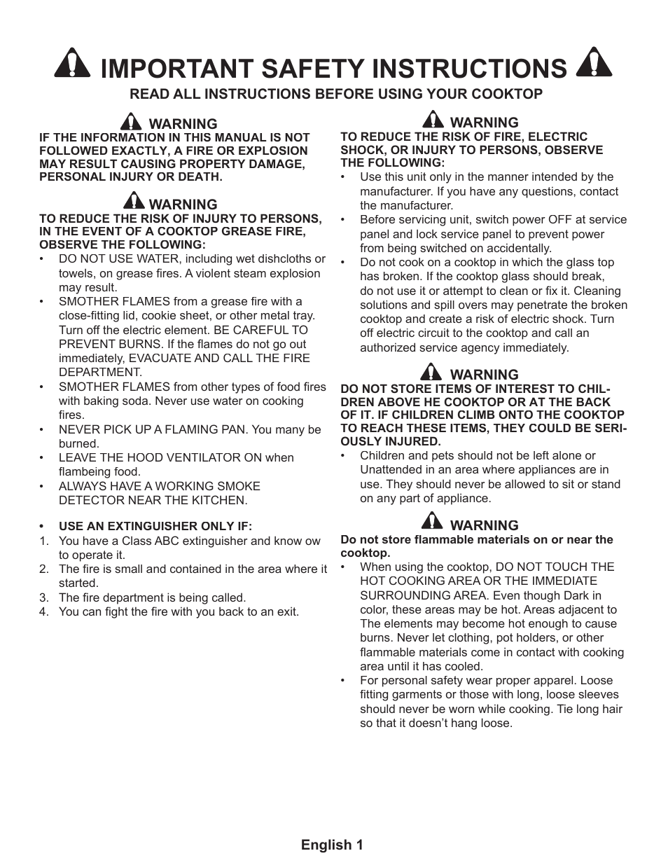 Important safety instructions | Thermador CEP User Manual | Page 5 / 56