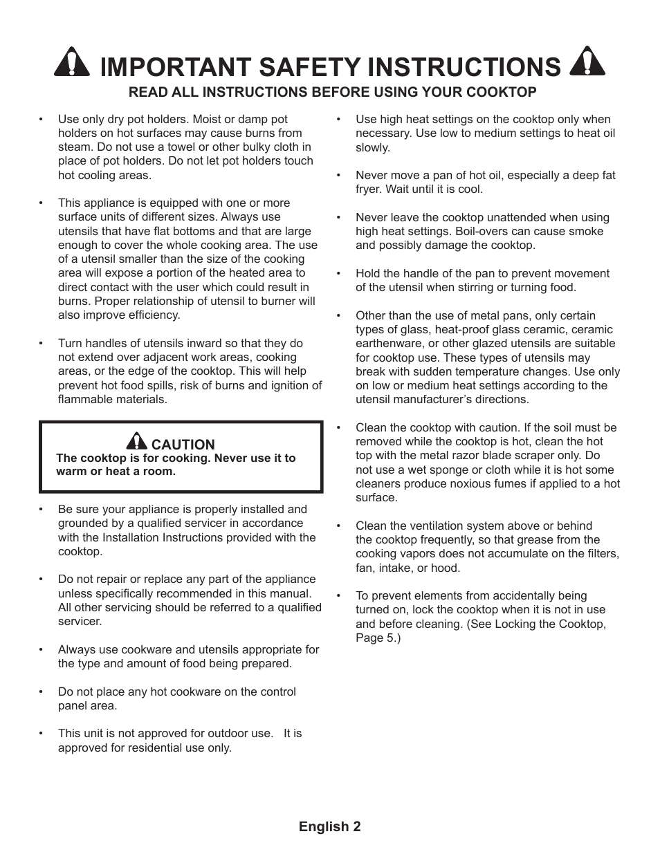 Important safety instructions | Thermador CEP User Manual | Page 6 / 56