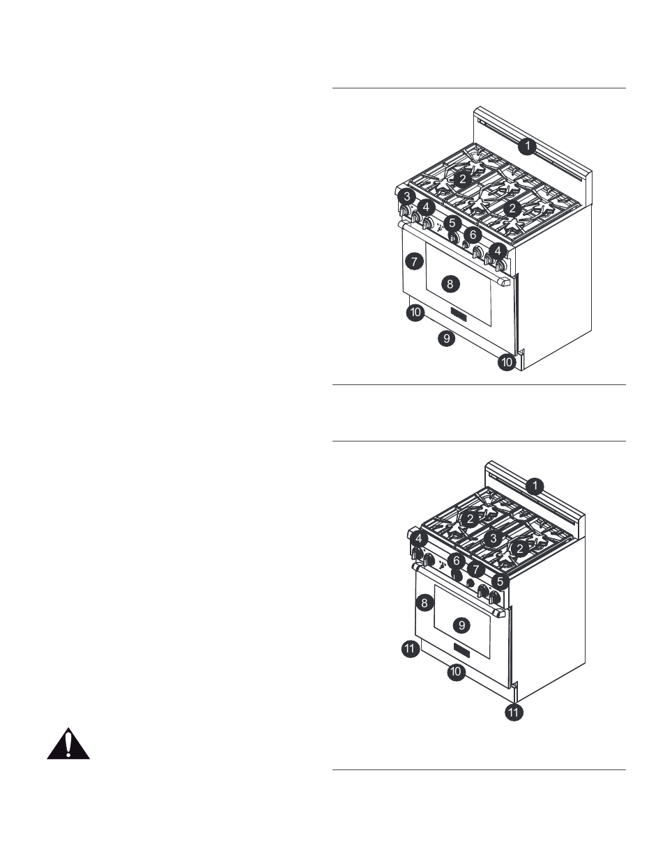 Key for 36" models, Key for 30" model | Thermador PRL48 User Manual | Page 12 / 120