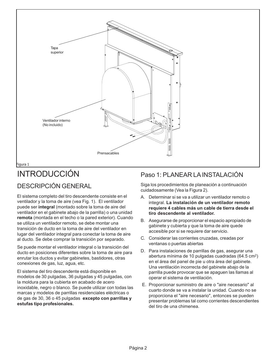 Introducción, Descripción general, Paso 1: planear la instalación | Thermador CVS2 User Manual | Page 30 / 42