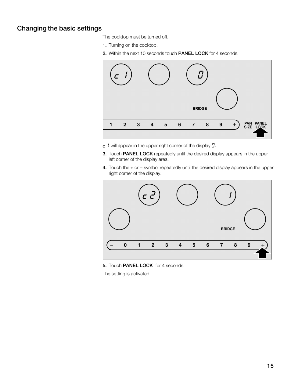 Changing the basic settings | Thermador CET304FS User Manual | Page 15 / 72