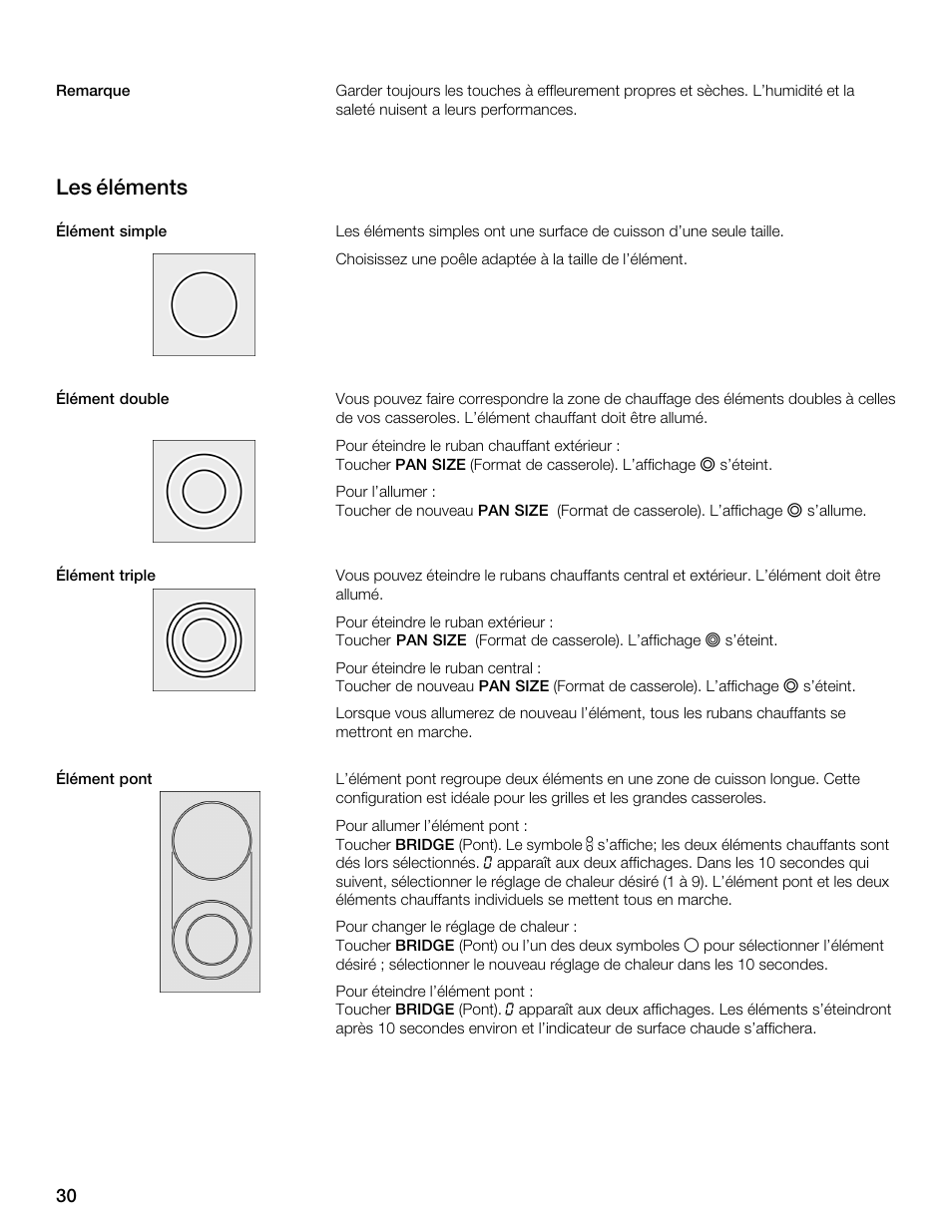 Les éléments | Thermador CET304FS User Manual | Page 30 / 72
