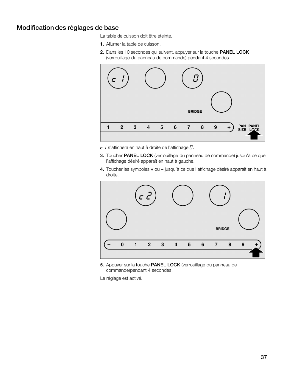 Modification des réglages de base | Thermador CET304FS User Manual | Page 37 / 72