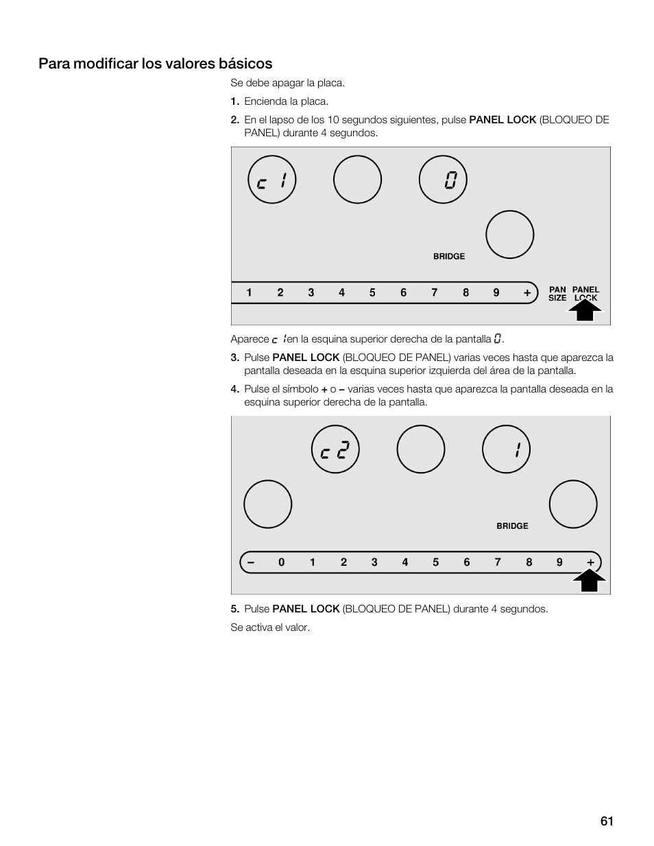Para modificar los valores básicos | Thermador CET304FS User Manual | Page 61 / 72