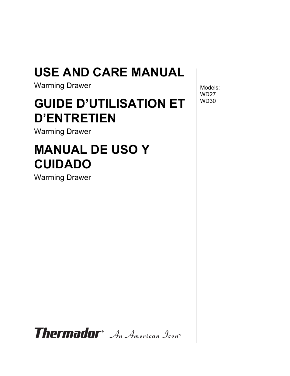 Thermador WD27 User Manual | 52 pages