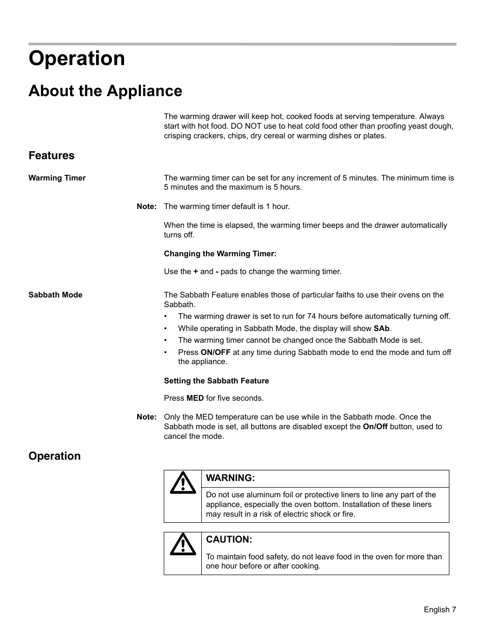 Operation, About the appliance | Thermador WD27 User Manual | Page 10 / 52