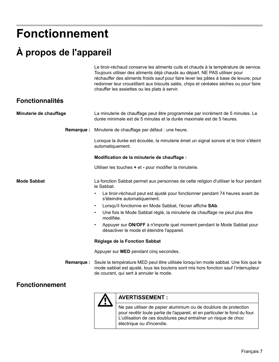 Fonctionnement, À propos de l'appareil | Thermador WD27 User Manual | Page 25 / 52