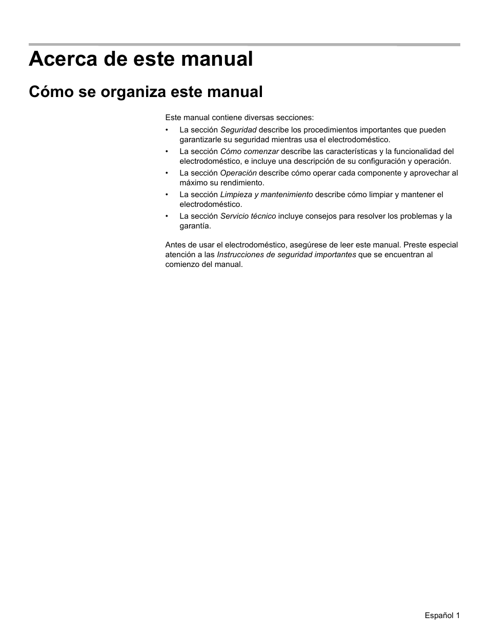 Acerca de este manual, Cómo se organiza este manual | Thermador WD27 User Manual | Page 35 / 52