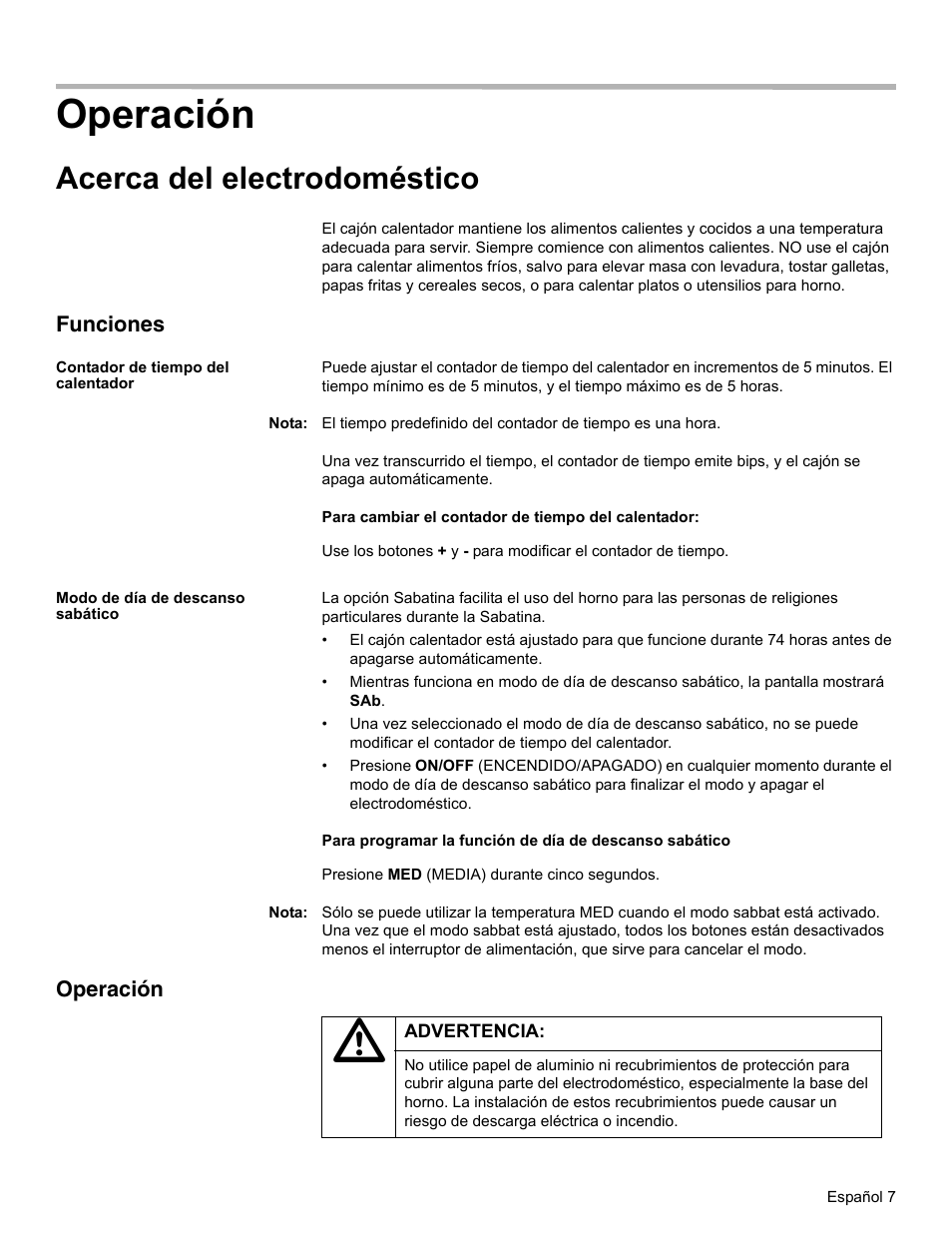 Operación, Acerca del electrodoméstico | Thermador WD27 User Manual | Page 41 / 52