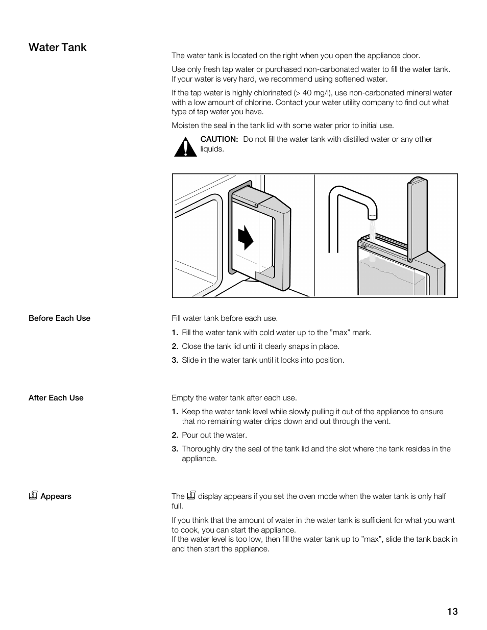 Water tank | Thermador MES301HS User Manual | Page 13 / 64
