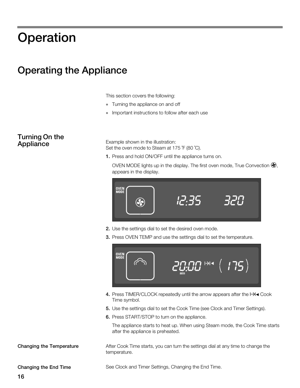 Operation, Operating the appliance | Thermador MES301HS User Manual | Page 16 / 64