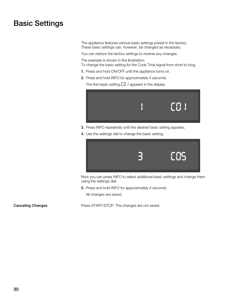 Basic settings | Thermador MES301HS User Manual | Page 30 / 64