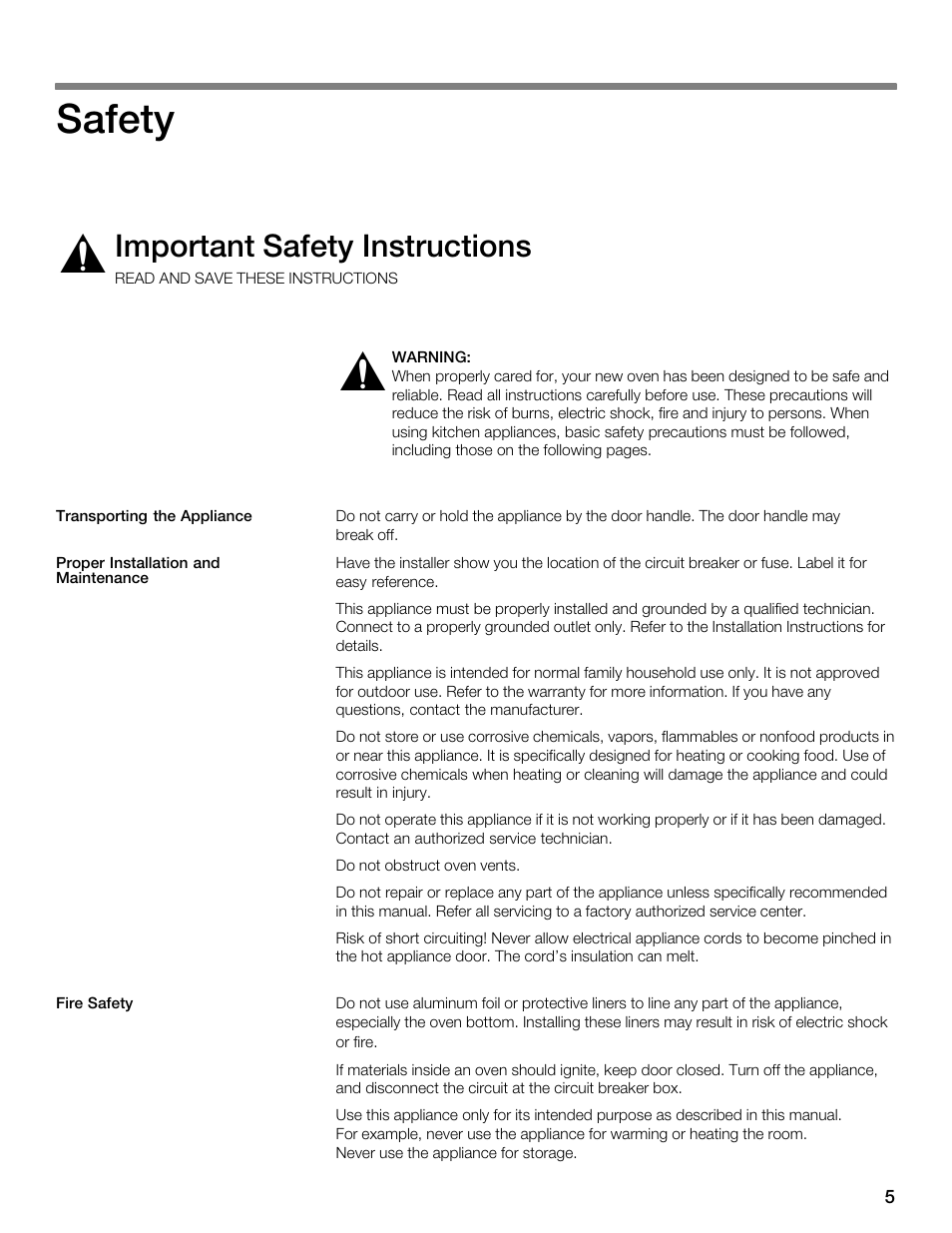 Safety, Important safety instructions | Thermador MES301HS User Manual | Page 5 / 64