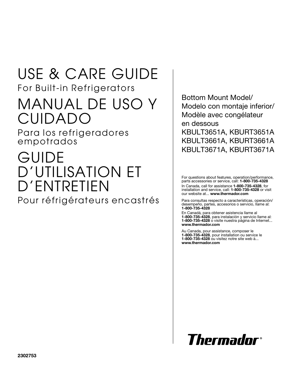 Thermador KBULT3651A User Manual | 48 pages