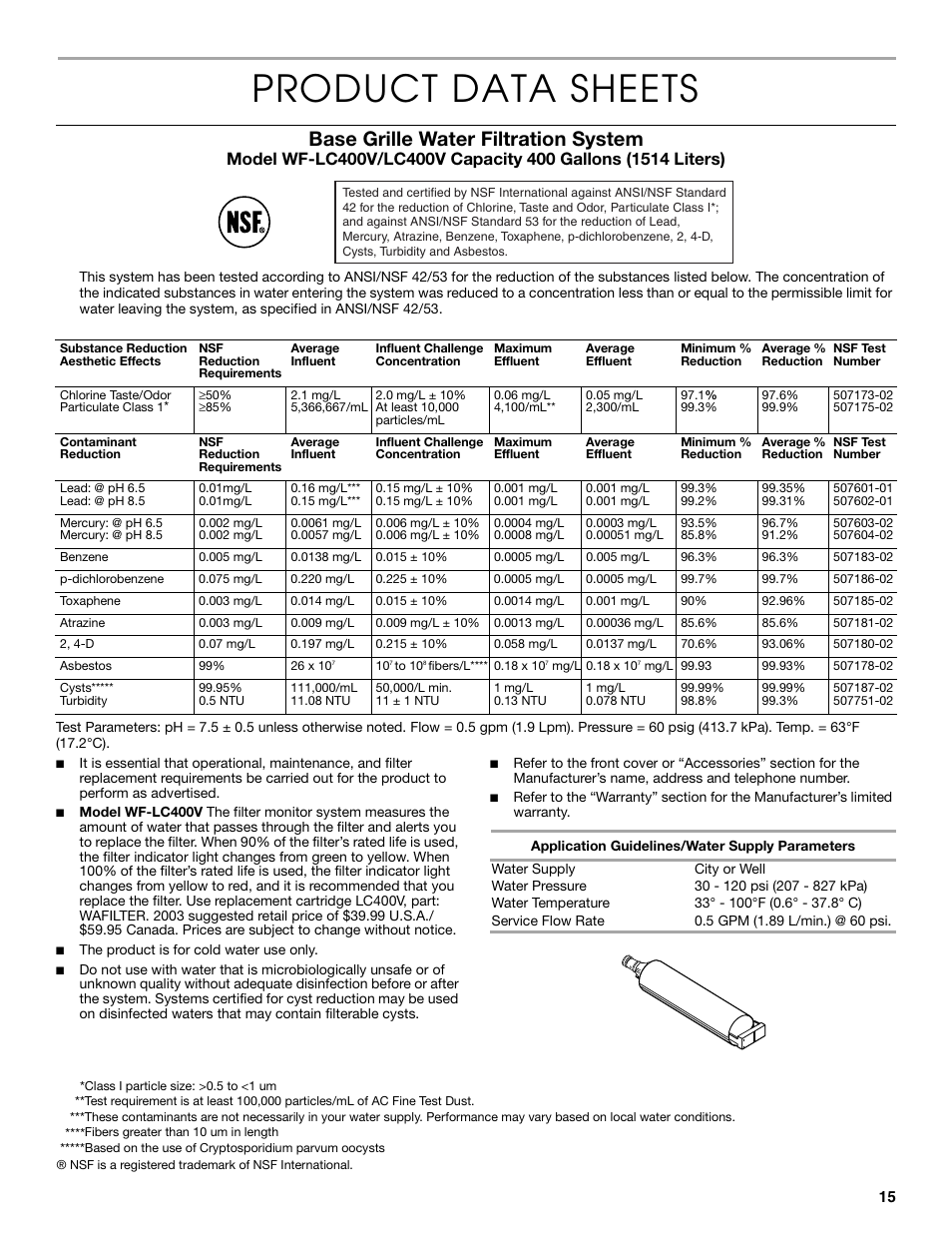 Product data sheets, Base grille water filtration system | Thermador KBULT3651A User Manual | Page 15 / 48