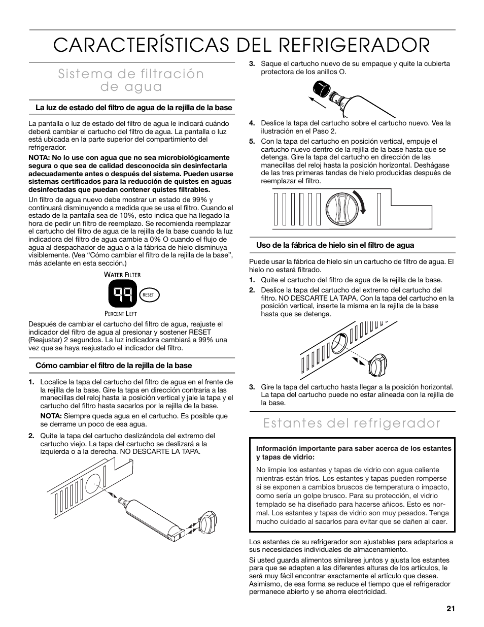 Características del refrigerador | Thermador KBULT3651A User Manual | Page 21 / 48