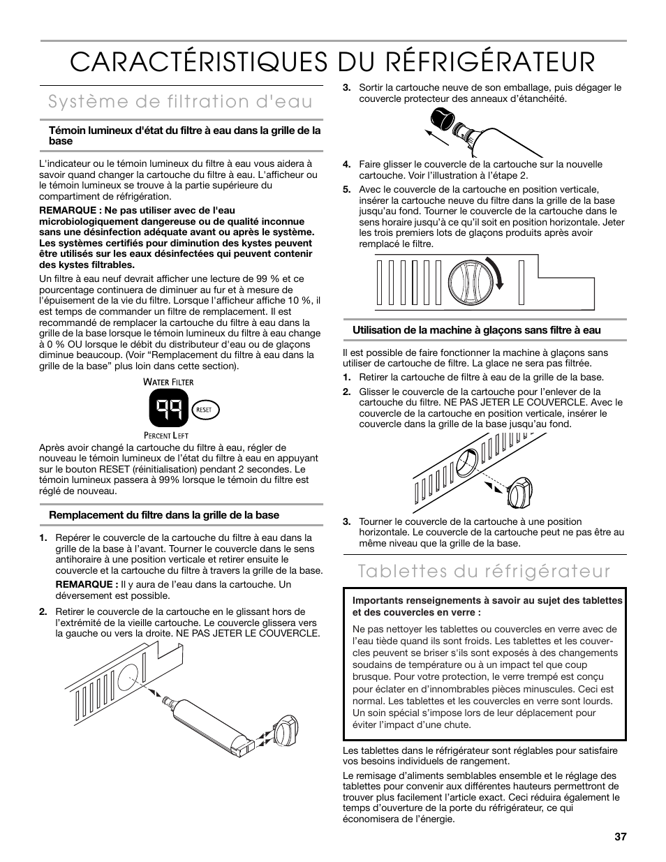 Caractéristiques du réfrigérateur | Thermador KBULT3651A User Manual | Page 37 / 48