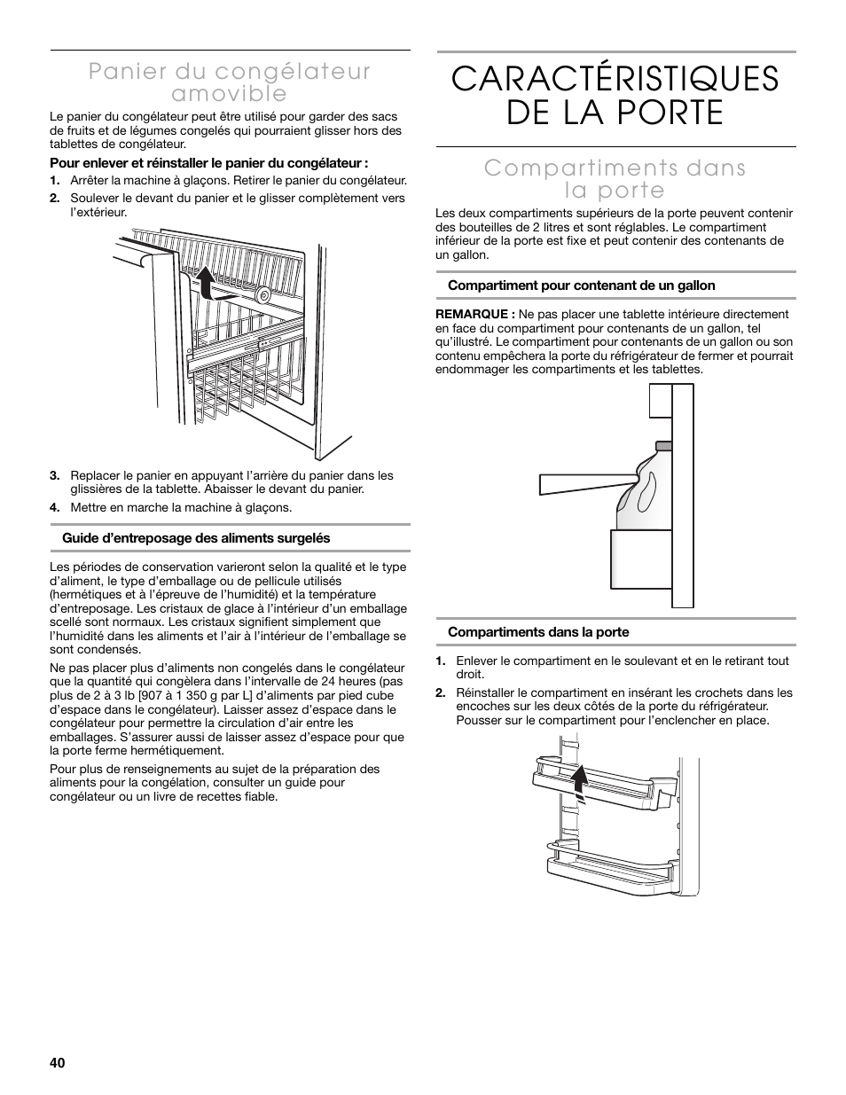 Caractéristiques de la porte | Thermador KBULT3651A User Manual | Page 40 / 48