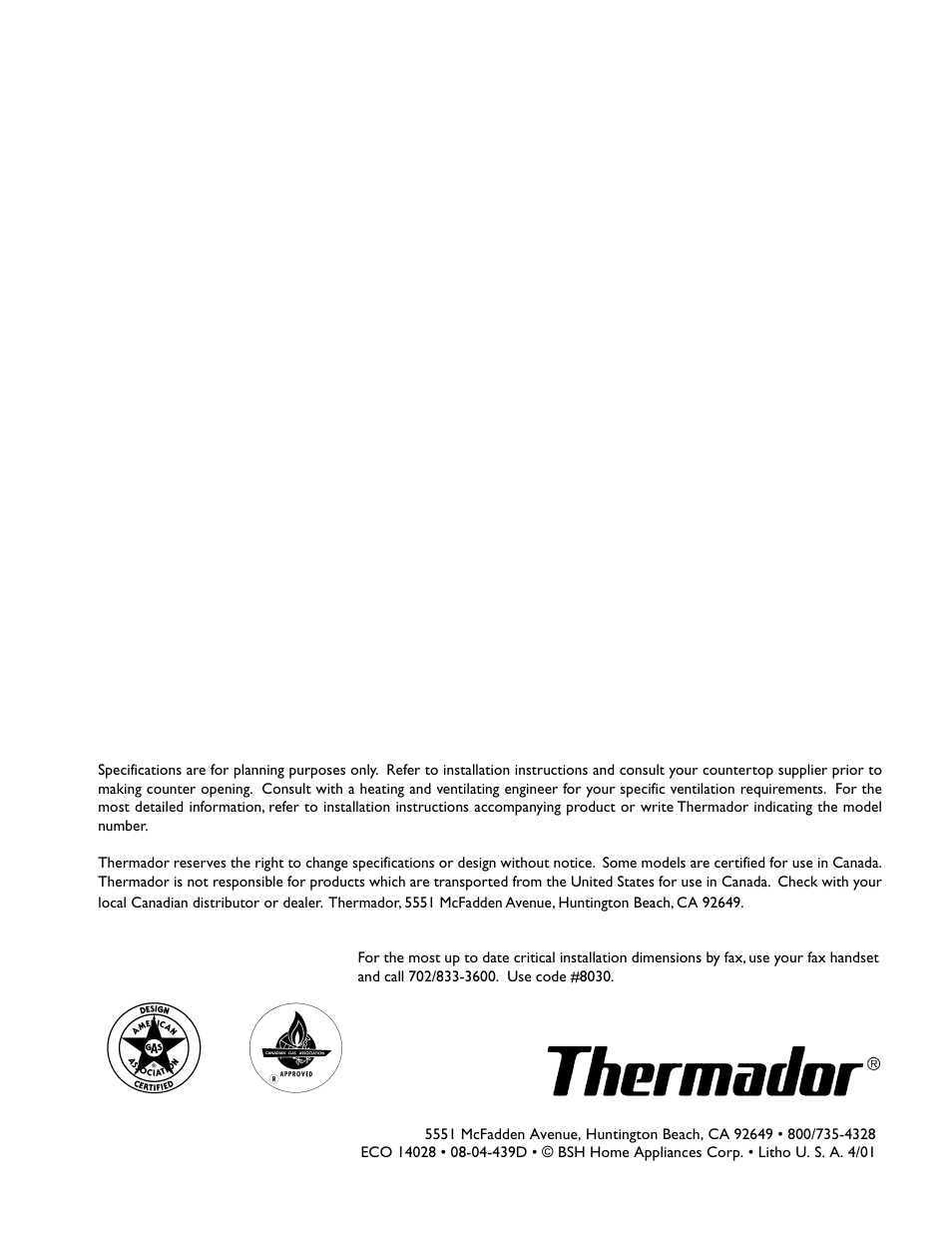 Thermador Char-Glo CGBD30RX User Manual | Page 16 / 16