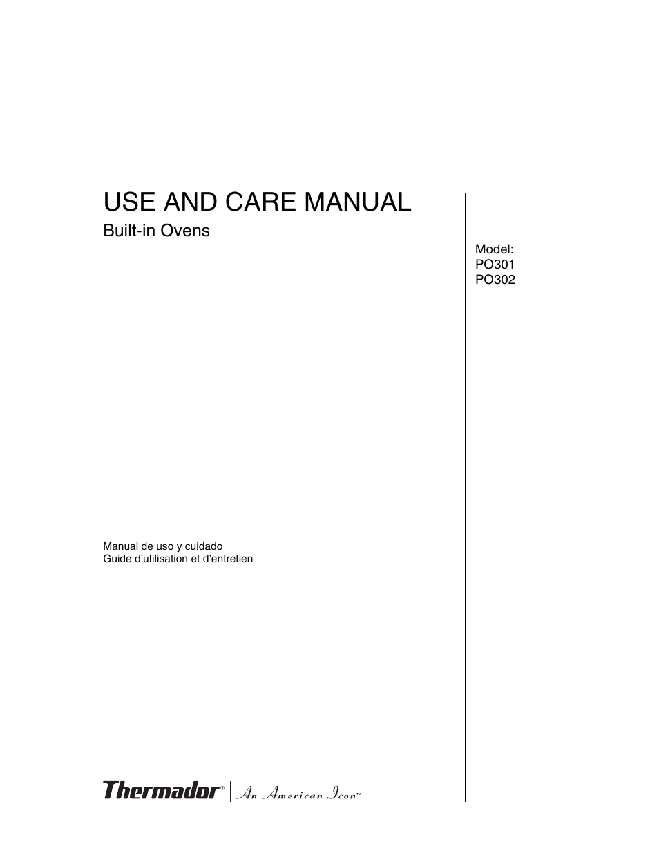 Thermador PO301 User Manual | 120 pages