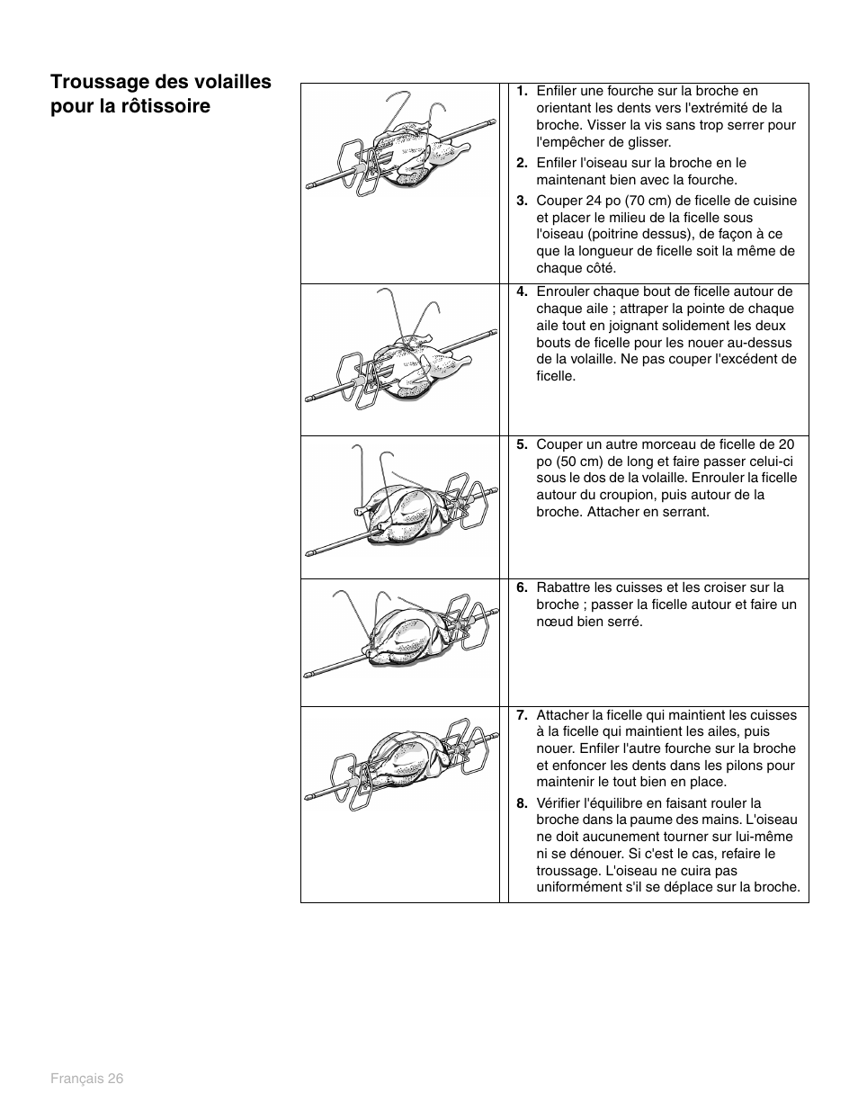 Troussage des volailles pour la rôtissoire | Thermador PO301 User Manual | Page 103 / 120